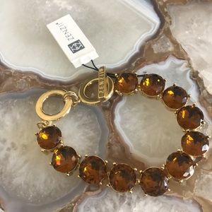 Round Smoky Topaz Amber Crystals Toggle Bracelet-Boutique
